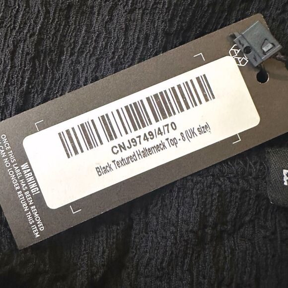 PrettyLittleThing Black Textured Halterneck Top - Size 4 - Picture 6 of 6